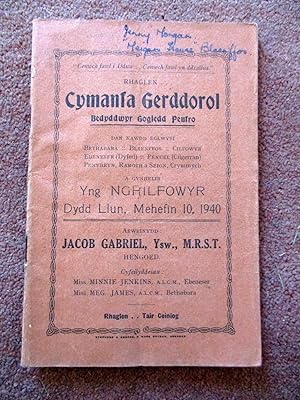 Rhaglen Cymanfa Gerddorol. 1940. Bedyddwyr Gogledd Penfro. Dan Nawdd Eglwysi Bethabara, Blaenffos...