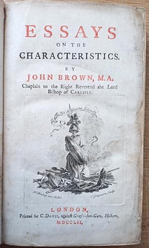 Seller image for ESSAYS ON THE CHARACTERISTICS OF THE EARL OF SHAFTESBURY for sale by Douglas Books