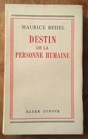 Image du vendeur pour Destin de la personne humaine mis en vente par Librairie des Possibles