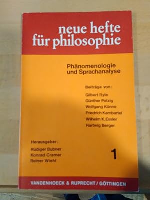 Seller image for Phnomenologie und Sprachanalyse. for sale by Antiquariat Thomas Nonnenmacher