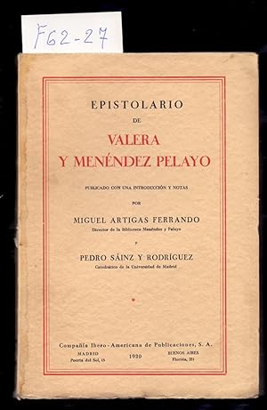 Seller image for EPISTOLARIO DE VALERA Y MENENDEZ PELAYO for sale by Libreria 7 Soles