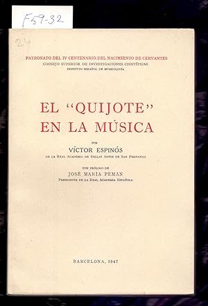 Bild des Verkufers fr "EL QUIJOTE" EN LA MUSICA zum Verkauf von Libreria 7 Soles