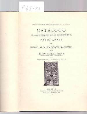 Bild des Verkufers fr PATIO ARABE DEL MUSEO ARQUEOLOGICO NACIONAL, CATALOGO DESCRIPTIVO zum Verkauf von Libreria 7 Soles