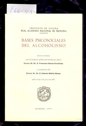 Bild des Verkufers fr BASES PSICOSOCIALES DEL ALCOHOLISMO zum Verkauf von Libreria 7 Soles