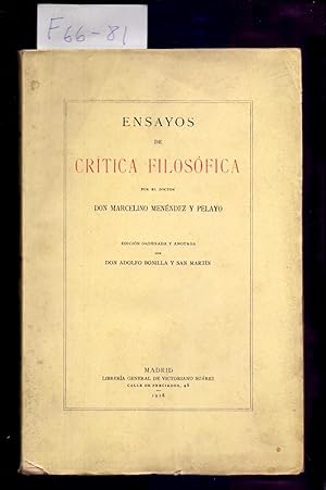 Seller image for ENSAYOS DE CRITICA FILOSOFICA for sale by Libreria 7 Soles