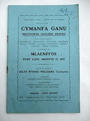 Rhaglen Cymanfa Ganu. 1951. Bedyddwyr Gogledd Penfro. Dan Nawdd Eglwysi Bethabara, Blaenffos, Cil...