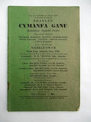 Rhaglen Cymanfa Ganu. 1954. Bedyddwyr Gogledd Penfro. Dan Nawdd Eglwysi Bethabara, Blaenffos, Cil...