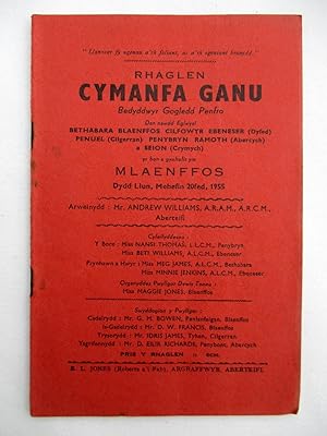 Rhaglen Cymanfa Ganu. 1955. Bedyddwyr Gogledd Penfro. Dan Nawdd Eglwysi Bethabara, Blaenffos, Cil...