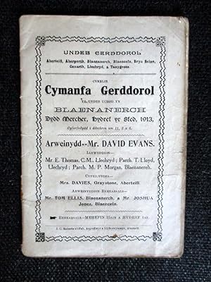 Cynelis Cymanfa Gerddorol. 1913. Undeb Cerddorol. Blaenanerch, Dydd Mercher, 1913