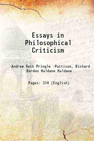 Seller image for Essays in Philosophical Criticism 1883 for sale by Gyan Books Pvt. Ltd.