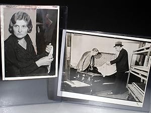 Photograph of Winnie Ruth Judd at Her Trial; with Photograph of Detectives Examing remains in Trunks