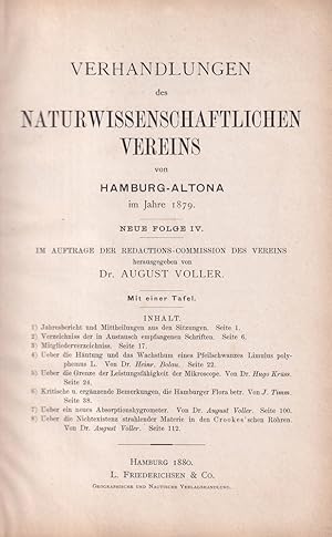 Verhandlungen des Naturwissenschaftlichen Vereins von Hamburg-Altona im Jahre 1879. NEUE FOLGE IV...