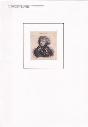 Imagen del vendedor de PORTRAIT Jean-Baptiste Klber. (1753 Straburg - 1800 Kairo, franzsischer General). Schulterstck im Dreiviertelprofil. Stahlstich. a la venta por Antiquariat Reinhold Pabel