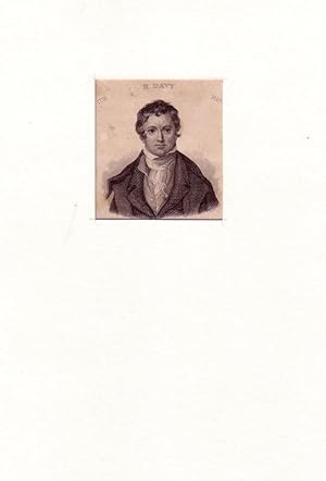 Bild des Verkufers fr PORTRAIT Humphry Davy. (1778 in Penzance, Cornwall - 1829 Genf, britischer Chemiker). Schulterstck en face. Stahlstich. zum Verkauf von Antiquariat Reinhold Pabel