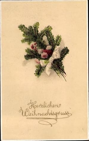 Bild des Verkufers fr Ansichtskarte / Postkarte Frohe Weihnachten, Tannenzweige, Blumen zum Verkauf von akpool GmbH