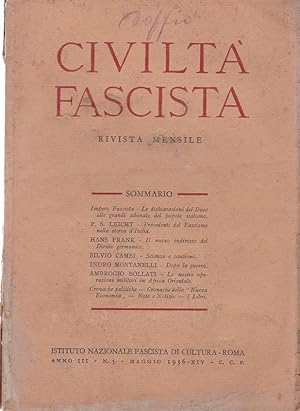 CIVILTA' FASCISTA - 1936- , rivista mensile dell'ist. naz. fascista di cultura - Fasc.5 (maggio),...