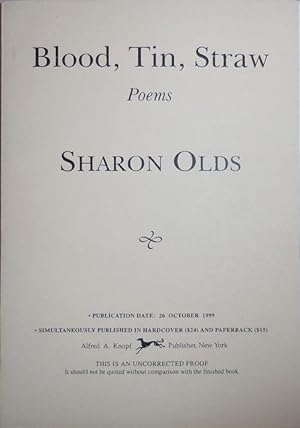 Imagen del vendedor de Blood, Tin, Straw; Poems (Uncorrected Proof) a la venta por Derringer Books, Member ABAA
