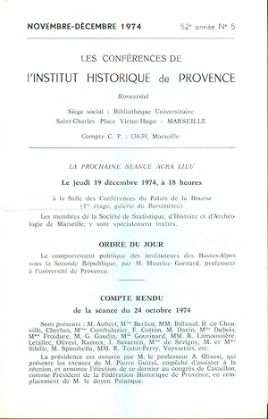 Seller image for Les confrences de l'Institut historique de Provence. 52 e anne-no 5 - for sale by dansmongarage