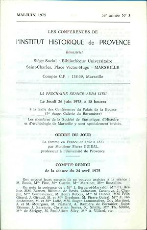 Les conférences de l'Institut Historique de Provence . 53e année. no 3