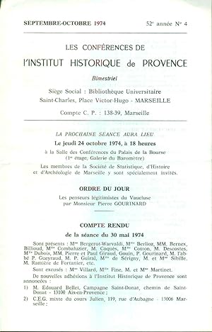 Les conférences de l'Institut historique de Provence . 52e année . No 4
