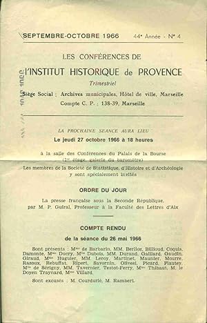 Image du vendeur pour Les confrences de l'Institut historique de Provence . 44e anne . no 4 mis en vente par dansmongarage