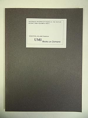 Bild des Verkufers fr Historical Records of Ramses III: The Texts in "Medinet Habu" Volumes I and II. Translated with Explanatory Notes. (Oriental Institute Publications, Studies in Ancient Oriental Civilization, 12). [FACSIMILE]. zum Verkauf von Librarium of The Hague