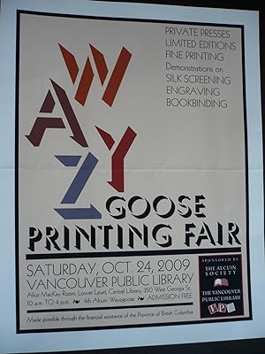 Seller image for Poster & Information Sheet: Alcuin Society Wayzgoose Printing Fair, 2009. for sale by J. King, Bookseller,