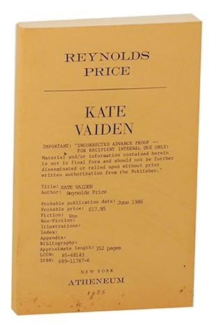 Bild des Verkufers fr Kate Vaiden (Uncorrected Proof) zum Verkauf von Jeff Hirsch Books, ABAA