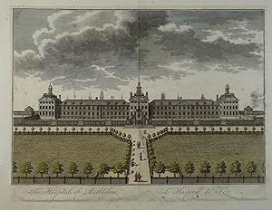 The Hospital of Bethlehem. L'Hospital de Fou. Altkolorierter Kupferstich von H. Fletcher, um 1750...