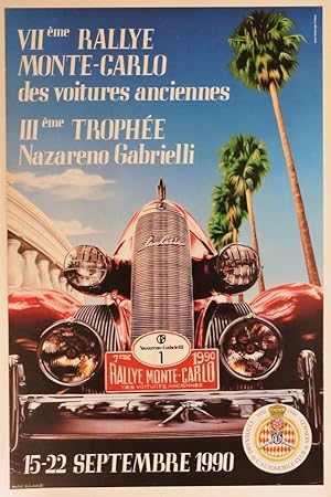 AFFICHE : VIIème RALLYE MONTE-CARLO DES VOITURES ANCIENNES 15-22 Septembre 1990