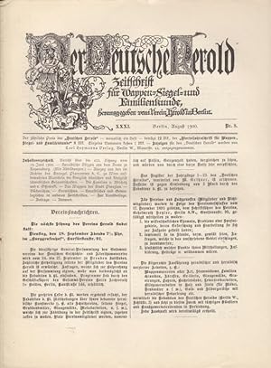 Deutscher Herold. 31. Jahrgang Nr. 8, Anzeigen=Beilage, Berlin, August 1900. Zeitschrift für Wapp...