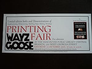 Seller image for Ephemera: Wayzgoose Printers' Celebration and Printing Fair for sale by J. King, Bookseller,
