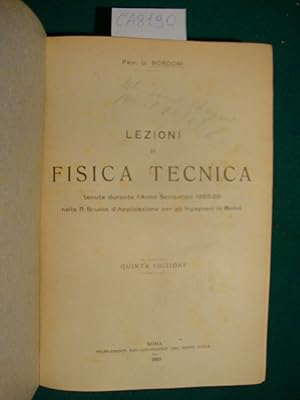 Lezioni di fisica tecnica tenute durante l'Anno Scolastico 1922-23 nella R. Scuola d'Applicazione...