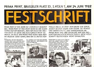 Festschrift. 4 Jahre. Prima Print, Brüsseler Platz 22, 5 Köln 1, am 24 Juni 1988.