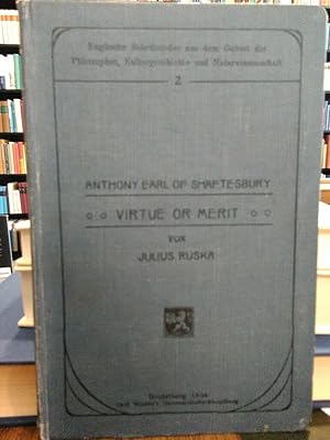 Bild des Verkufers fr in Inquiry concerning Virtue or Merit. Mit Einleitung und Anmerkungen von Dr. Julius Ruska. (Englische Schriftsteller aus dem Gebiet der Philosophie, Kulturgeschichte und Naturwissenschaft, 2) zum Verkauf von Antiquariat Thomas Nonnenmacher