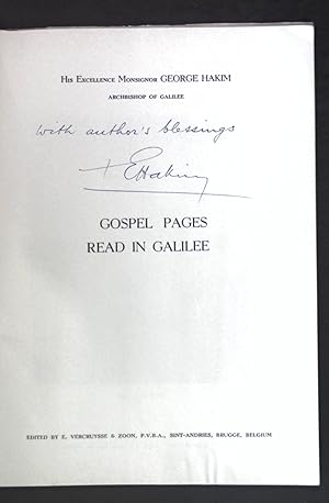 Image du vendeur pour Gospel pages read in Galilee; (SIGNIERTES EXEMPLAR); mis en vente par books4less (Versandantiquariat Petra Gros GmbH & Co. KG)