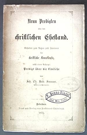 Bild des Verkufers fr Neun Predigten ber den christlichen Ehestand; zum Verkauf von books4less (Versandantiquariat Petra Gros GmbH & Co. KG)