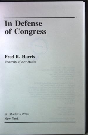 Bild des Verkufers fr In Defense of Congress. zum Verkauf von books4less (Versandantiquariat Petra Gros GmbH & Co. KG)