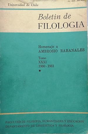 Boletín de Filología. Tomo XXXI 1980-1981. Homenaje a Ambrosio Ravanales