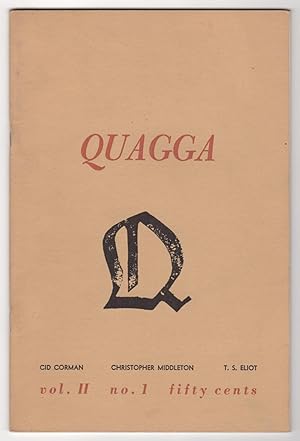 Seller image for Quagga, Volume 2, Number 1 (1962) for sale by Philip Smith, Bookseller