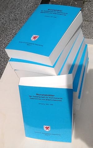 Monatsblätter der Gesellschaft für Pommersche Geschichte und Altertumskunde. - 9 Bände: 1887 bis ...