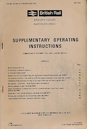 Image du vendeur pour British Rail. Eastern Region. Supplementary Operating Instructions. November 1973 mis en vente par Barter Books Ltd