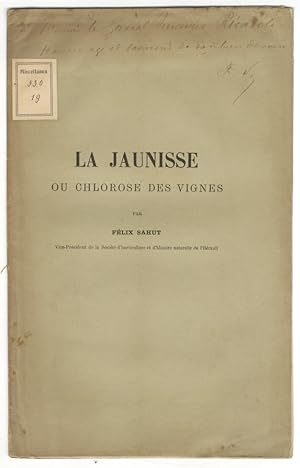 Imagen del vendedor de La jaunisse ou chlorose des vignes. a la venta por Libreria Oreste Gozzini snc