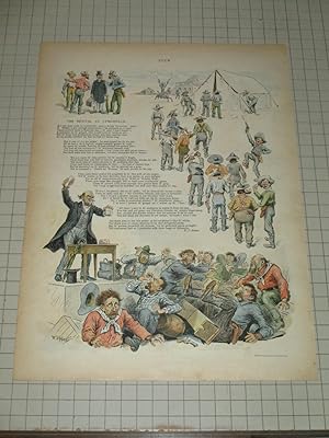 Seller image for 1895 Puck Lithograph of "The Revival at Lynchville" - Preaching at a Tent Revival (w/poem) for sale by rareviewbooks