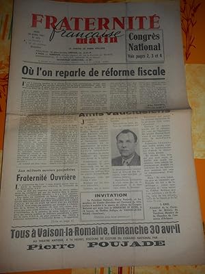 Seller image for Fraternite Francaise matin - La tribune de Pierre Poujade n612 - jeudi 20 avril 1961 for sale by Frederic Delbos