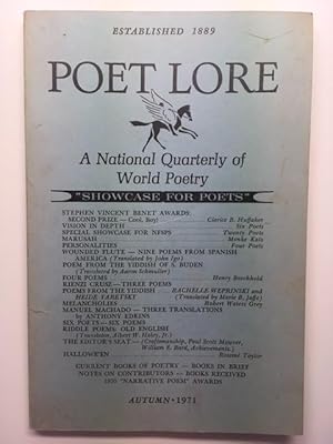 Image du vendeur pour Poet Lore Vol. 66, No. 3 Autumn 1971 mis en vente par Great Expectations Rare Books