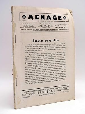 MENAGE, REVISTA DE COCINA 42. 2ª ÉPOCA. AÑO IV (VVAA) Revista Menage, 1934