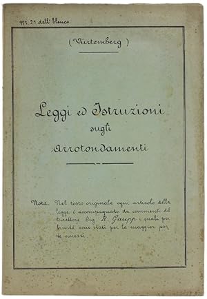 WURTEMBERG. LEGGI ED ISTRUZIONI SUGLI ARROTONDAMENTI (legge 30 marzo 1886):