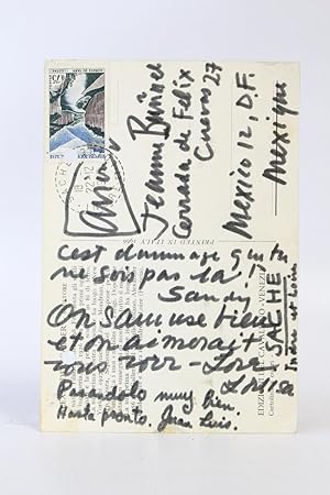 Carte postale autographe signée d'Alexander Calder et Juan Luis Buñuel adressée à Jeanne Rucar ép...