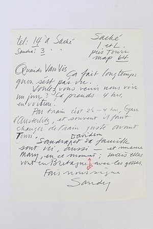 Lettre autographe signée d'Alexander Calder à Juan Luis Buñuel